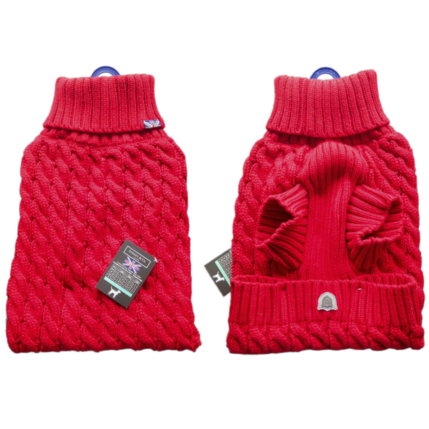 Red Cable Knit Dog Sweater