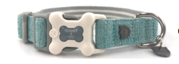 Aqua Herringbone Premium Plastic Buckle Dog Collar