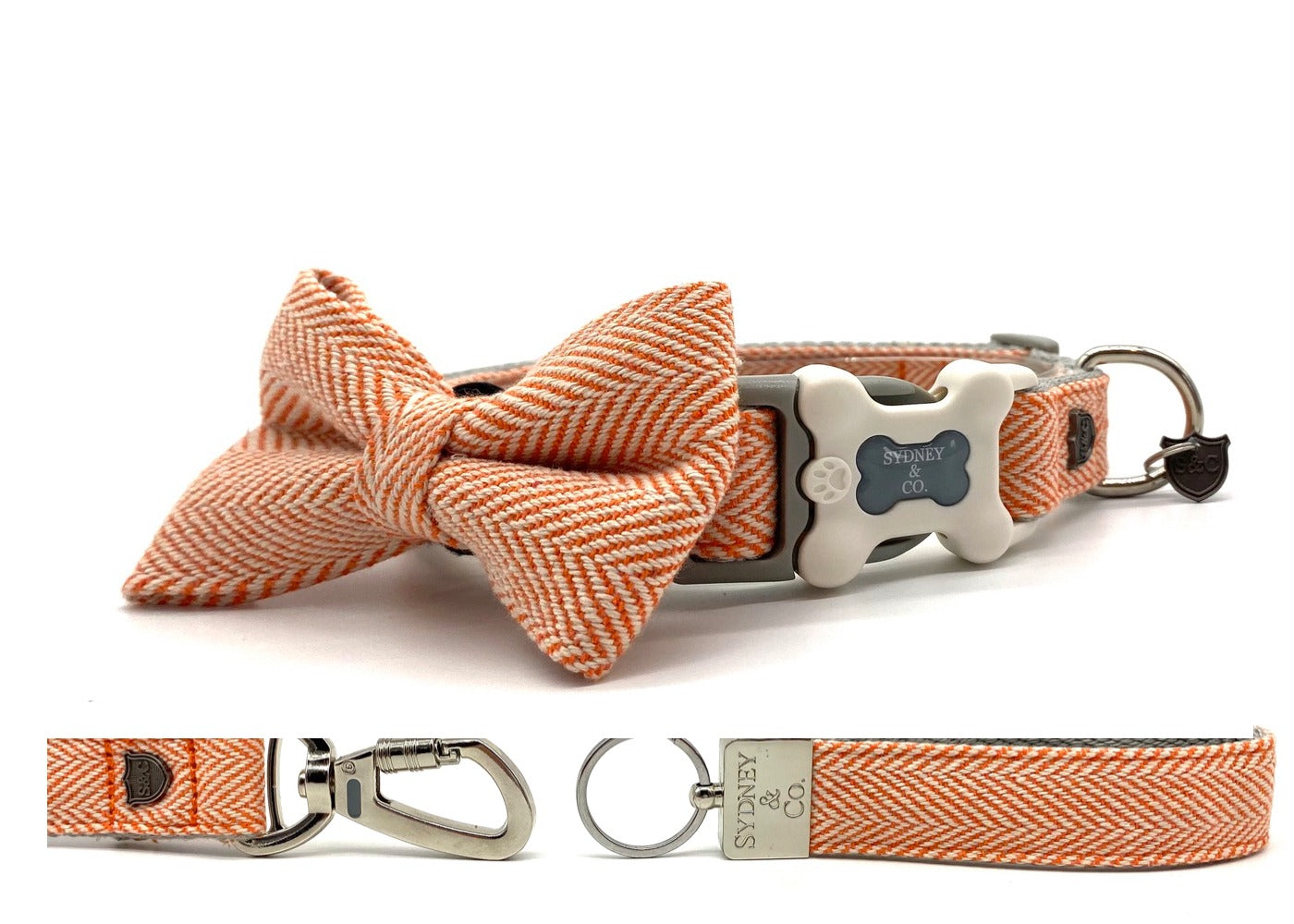 Orange Herringbone Premium Plastic Buckle Dog Collar