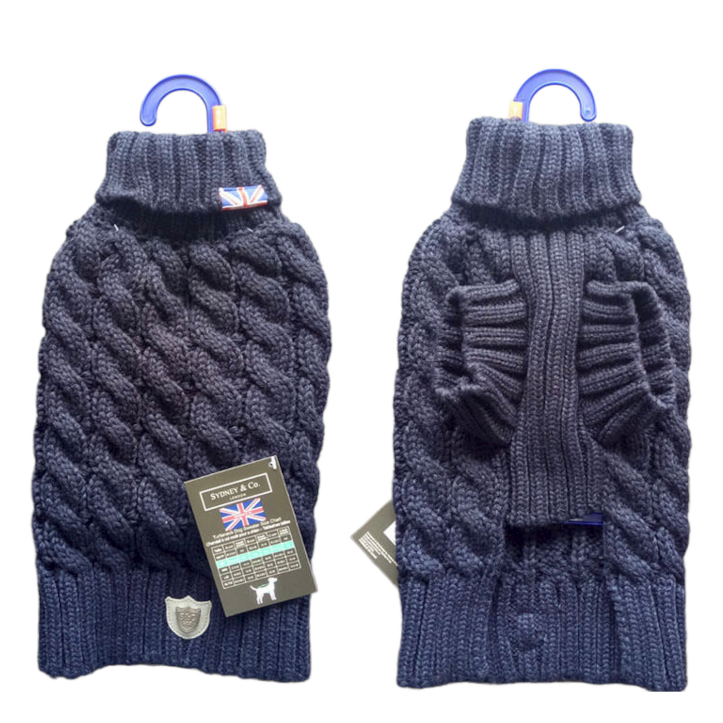 Navy Cable Knit Dog Sweater