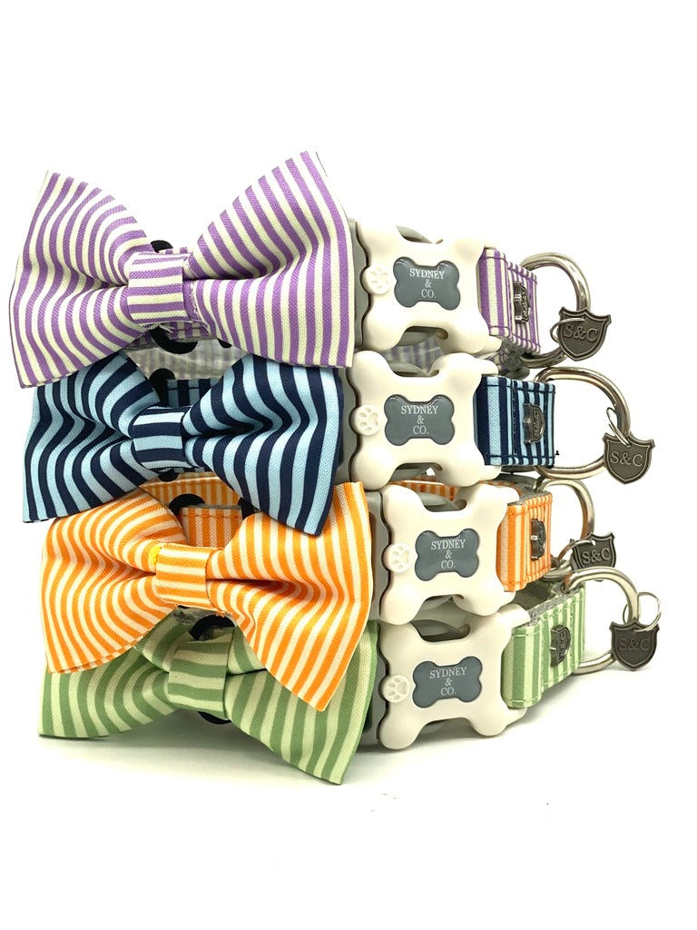 Apricot Stripe Designer Collar, Leash & Bowtie Set