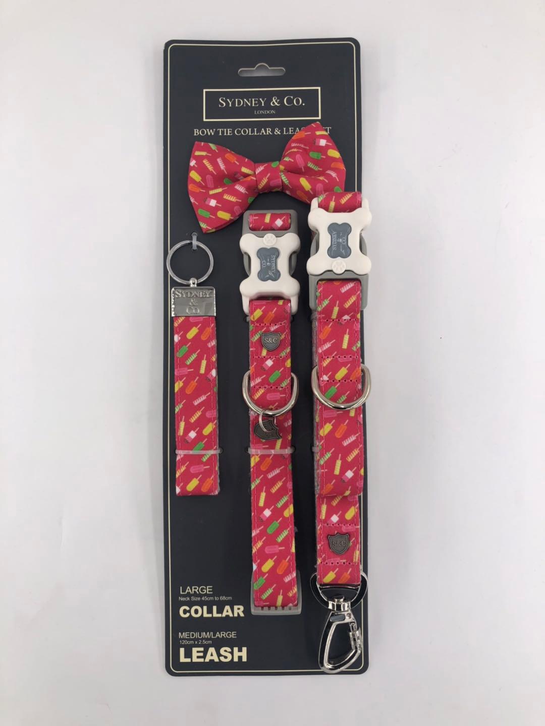 Pink Lollypops Designer Collar, Leash & Bowtie Set