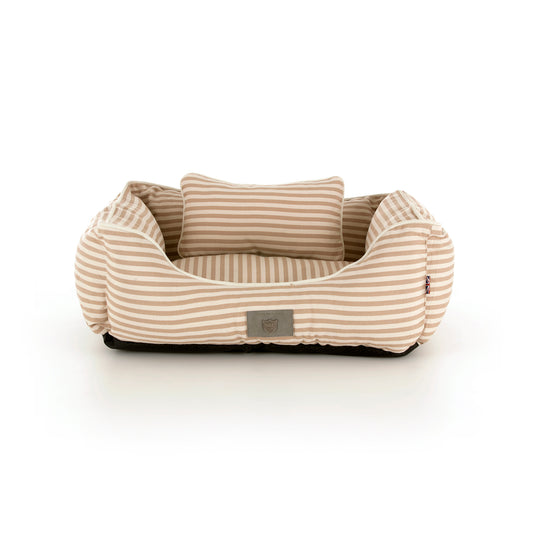 Camel Stripe Herringbone Premium Lounger Dog Bed