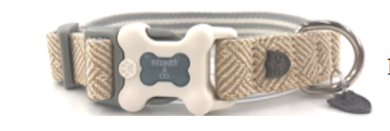 Taupe Herringbone Premium Plastic Buckle Dog Collar