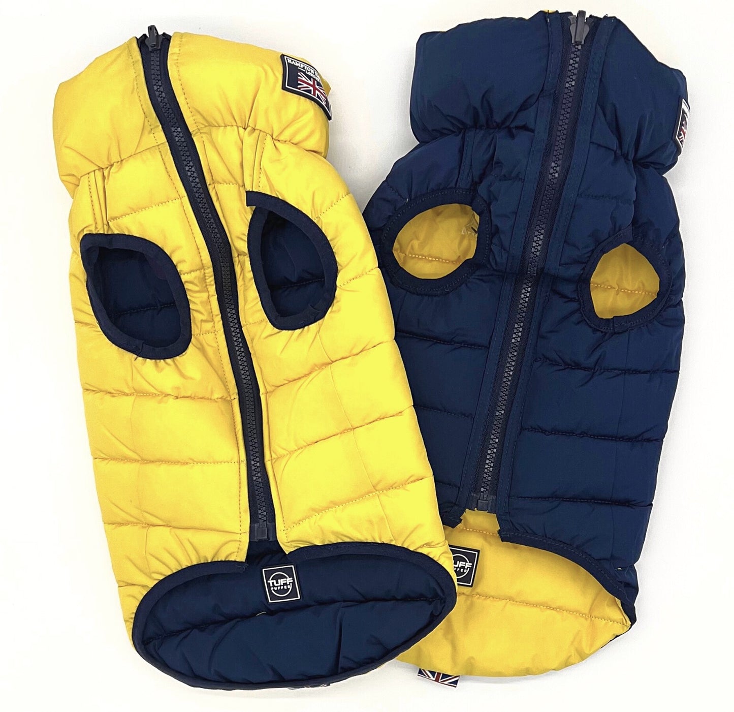 Yellow & Navy Reversible Dog Puffer Jacket