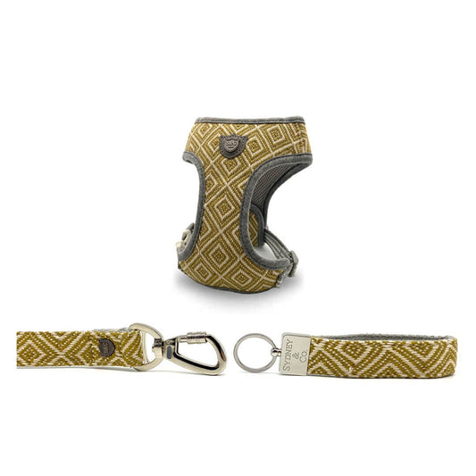 Aztec Herringbone Premium Dog Harness, Leash & Keyring Set