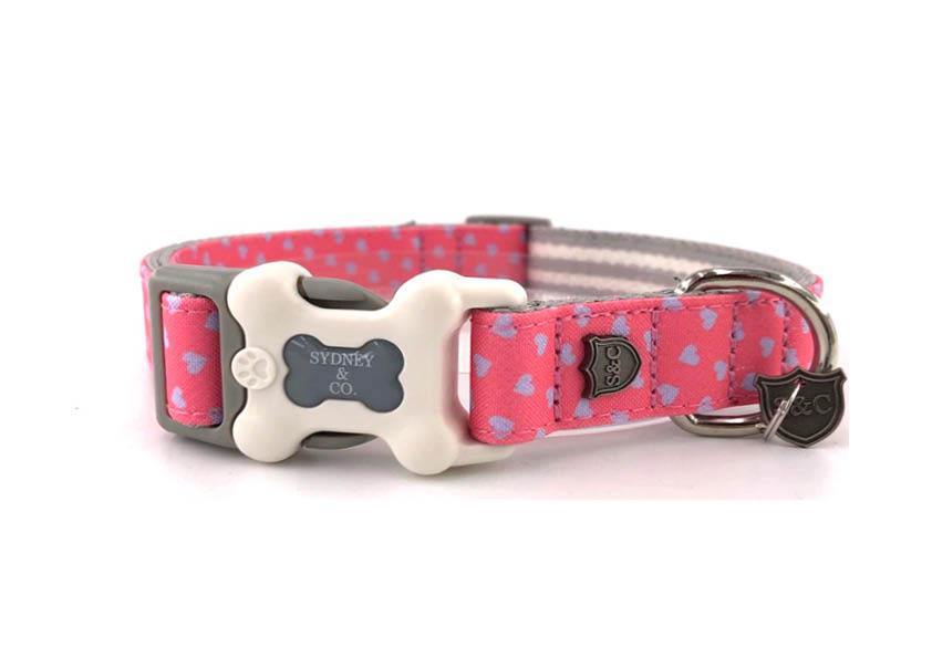 Pink with Pale Blue Hearts Designer Collar
