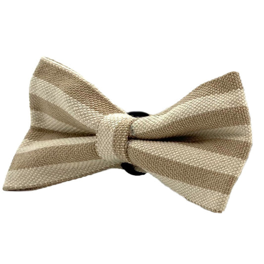 Camel Stripe Herringbone Premium Dog Bow Tie