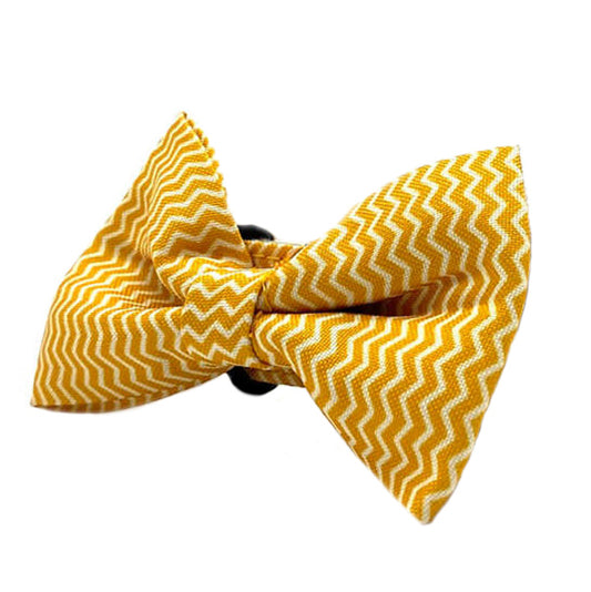 Gold Chevron Stripe Designer Dog Bow Tie