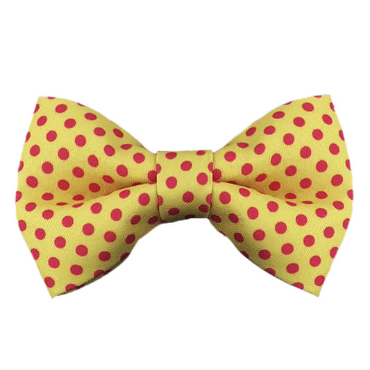Gold with Pink Spots Designer Dog Bow Tie