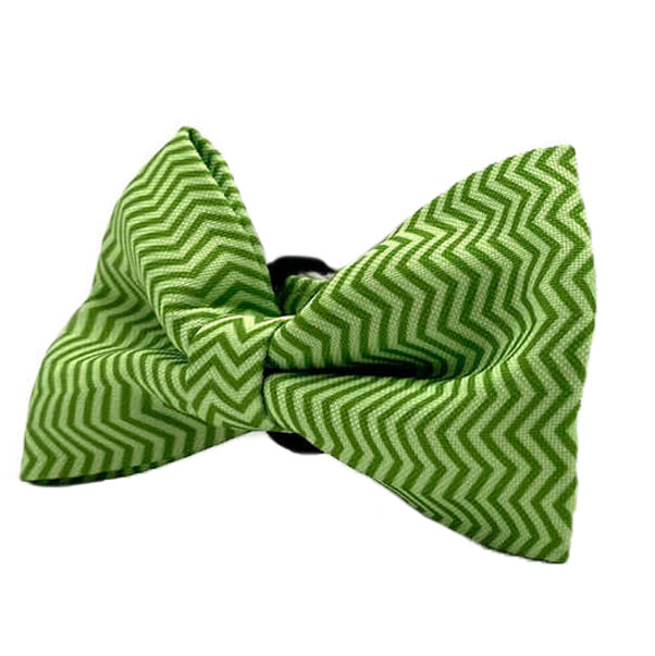 Lime Chevron Stripe Designer Dog Bow Tie