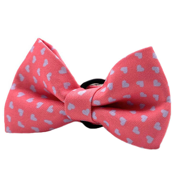 Pink with Pale Blue Hearts Designer Dog Bow Tie