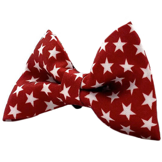 Red with White Stars Designer Dog Bow Tie