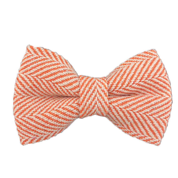 Orange Herringbone Premium Dog Bow Tie